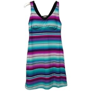 Zero X Posur Striped Active Wear Exercise Dress Medium